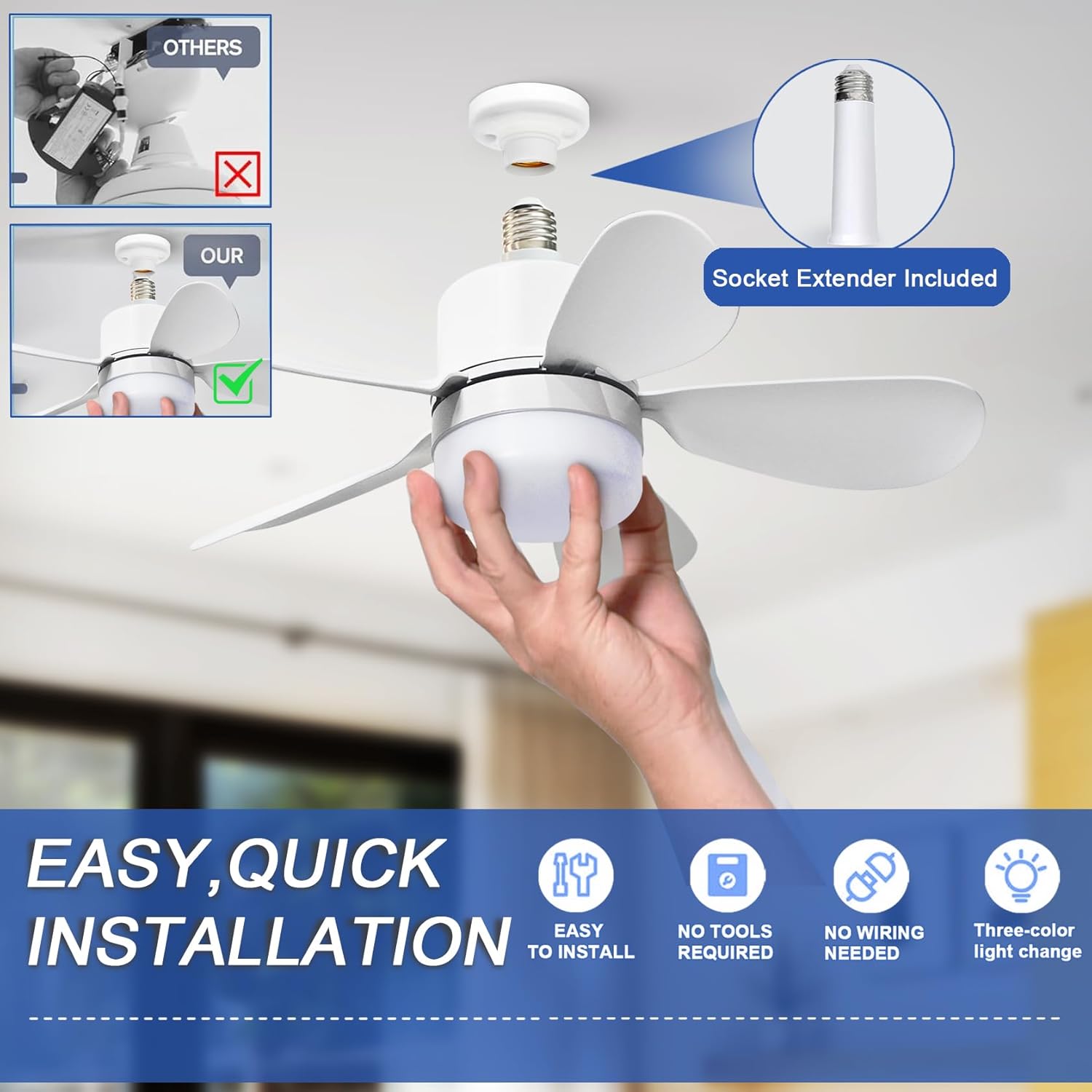 Socket Fan Light with Remote,  – обзор и цена Lighting Decor Home