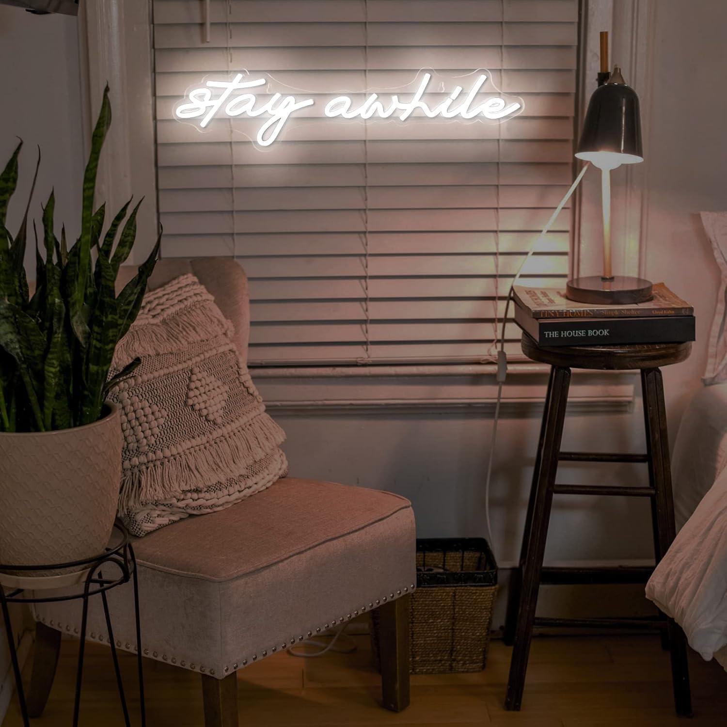 Stay Awhile Neon Signs USB Dim – обзор и цена Lighting Decor Home