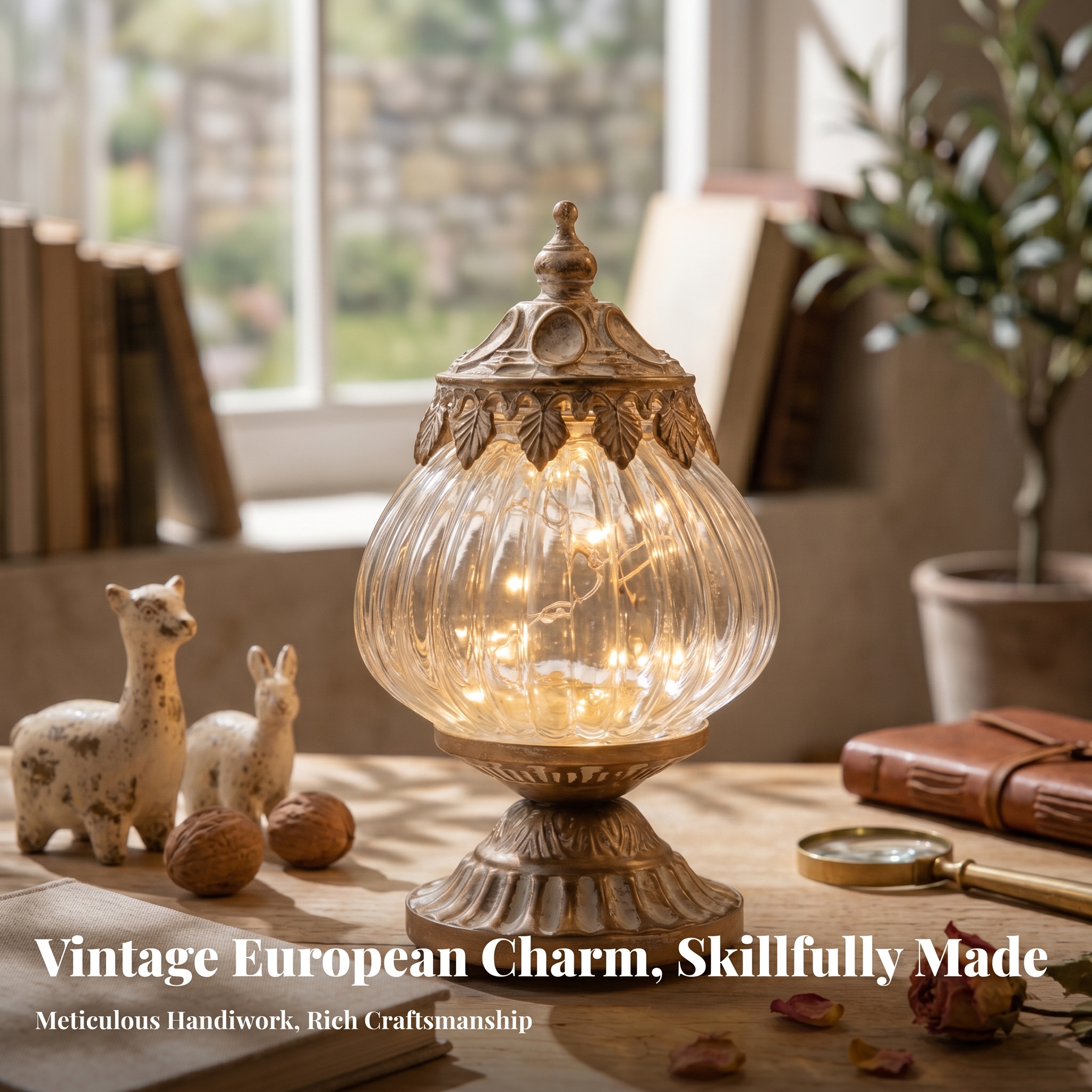 Vintage Ribbed Glass Lantern O – обзор и цена Lighting Table Decor