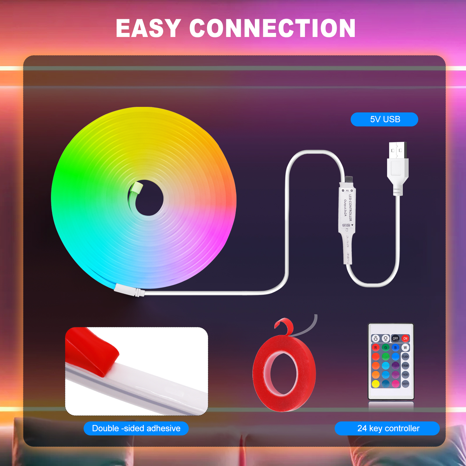 5V RGB Neon Strip Light 1M 2M  – обзор и цена Lighting Decor And More