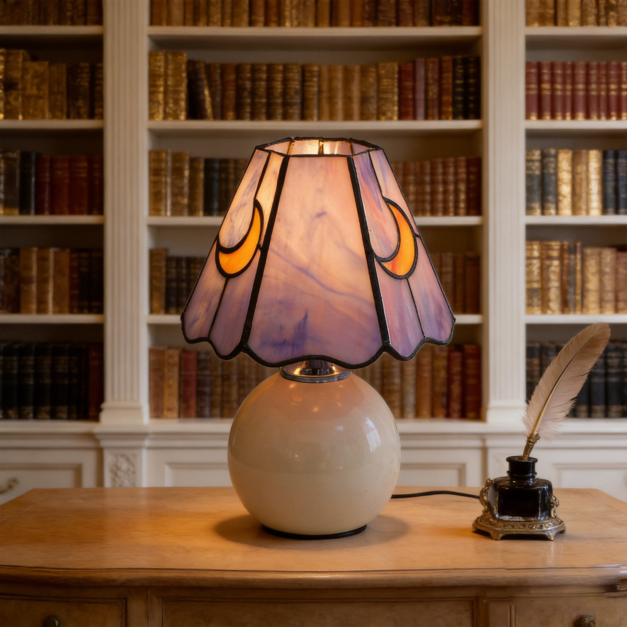 Modern Stained Glass Purple Mo – обзор и цена Mushroom Table Lamp