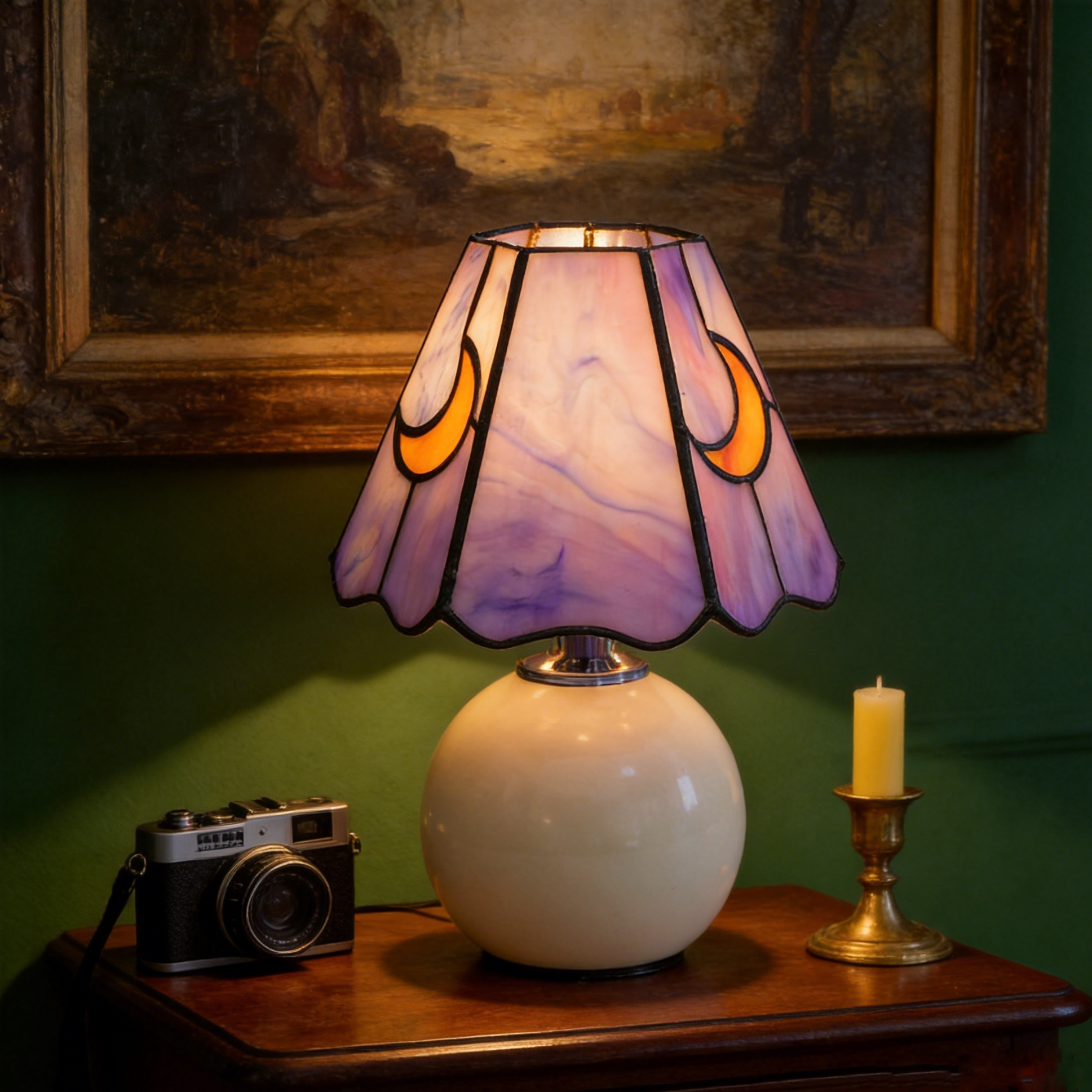 Modern Stained Glass Purple Mo – обзор и цена Mushroom Table Lamp
