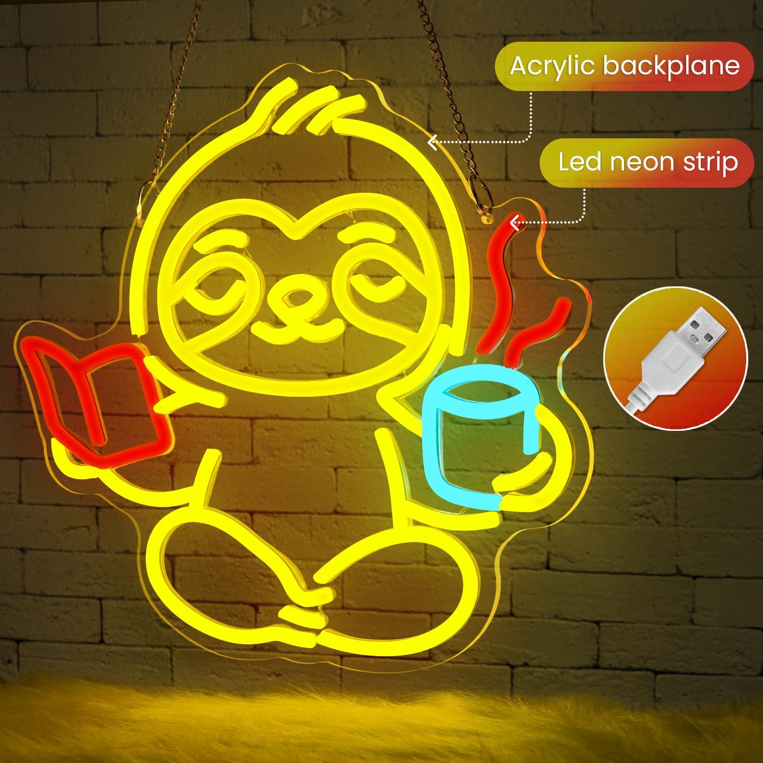 Sloth Neon Sign USB Dimmable L – обзор и цена Lighting Decor Home