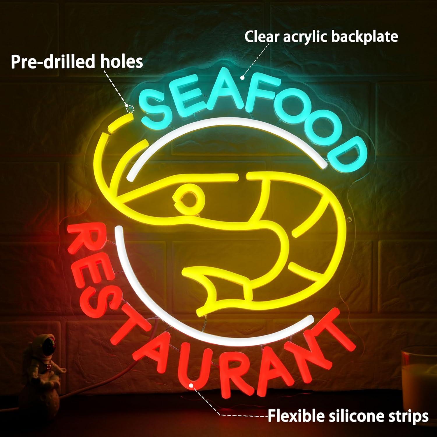 Seafood Restaurant Neon Sign D – обзор и цена Kitchen Decor Lighting