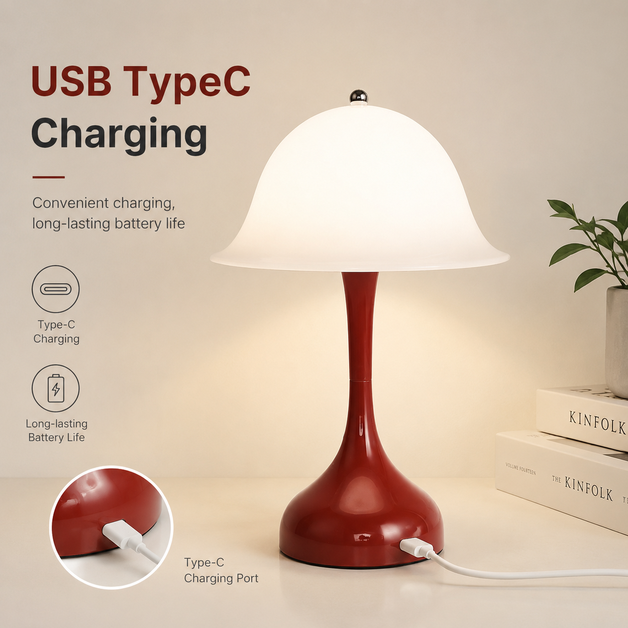 Desk Lamp LED Rechargeable Lig – обзор и цена Mushroom Table Lamp