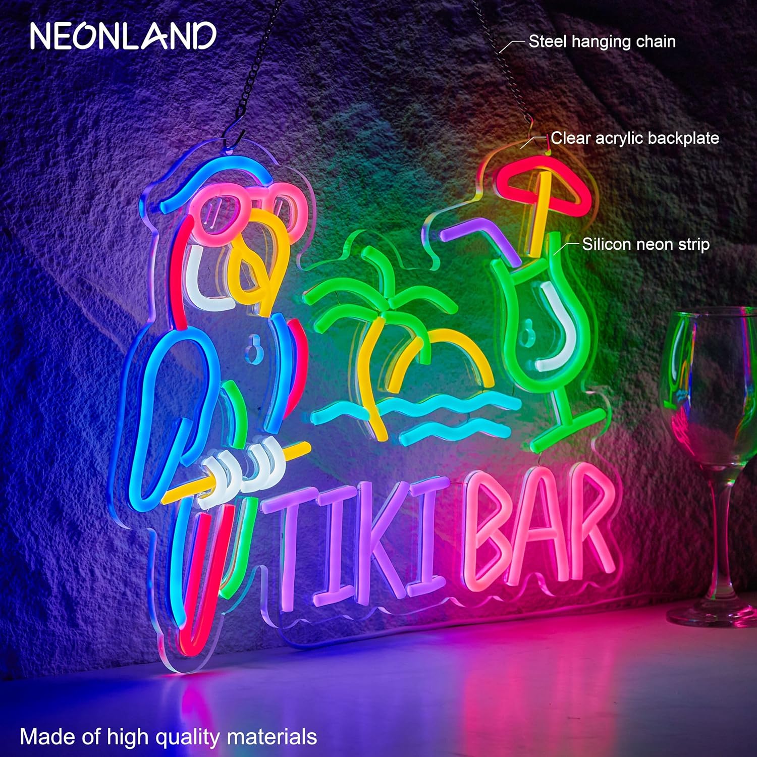 Tiki Bar Parrot Palm Tree Neon – обзор и цена Lighting Decor Items