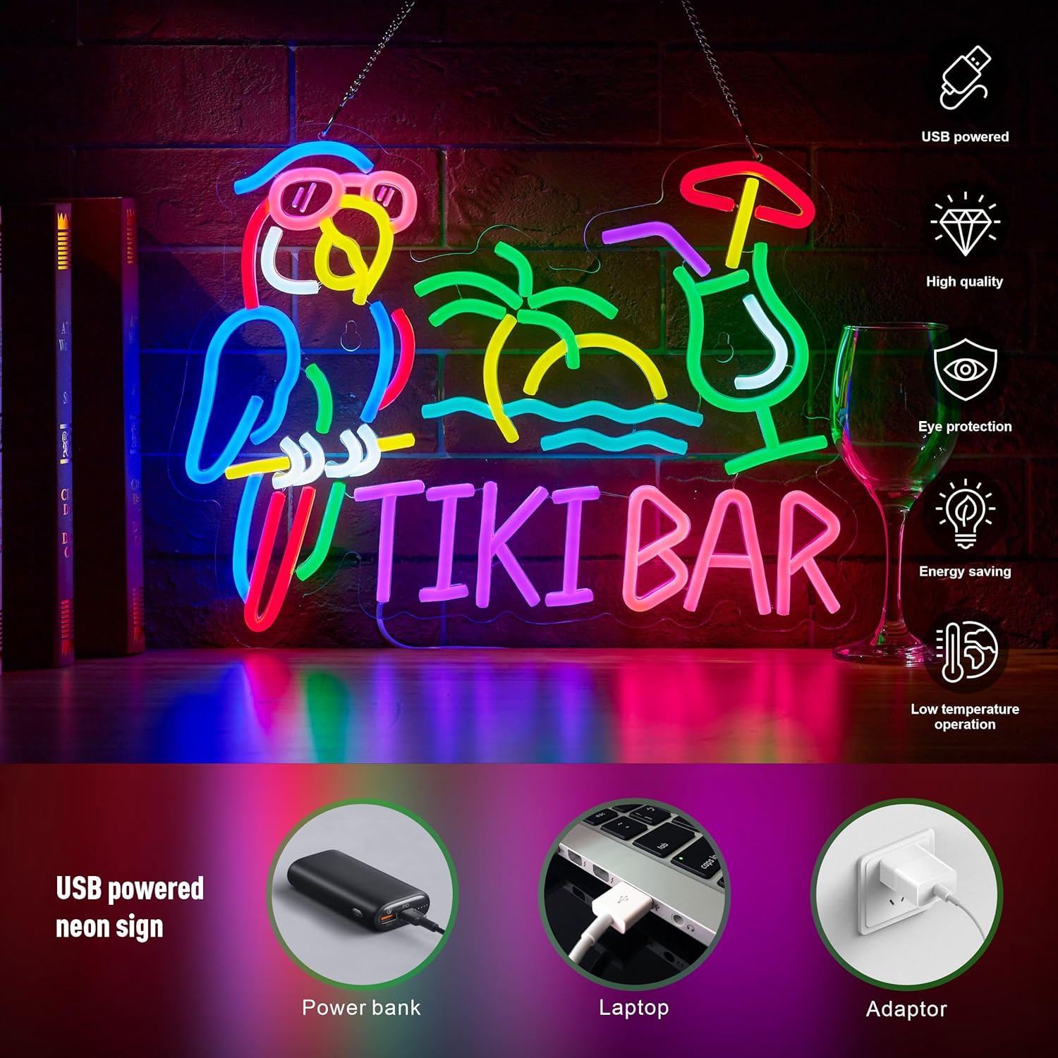 Tiki Bar Parrot Palm Tree Neon – обзор и цена Lighting Decor Items