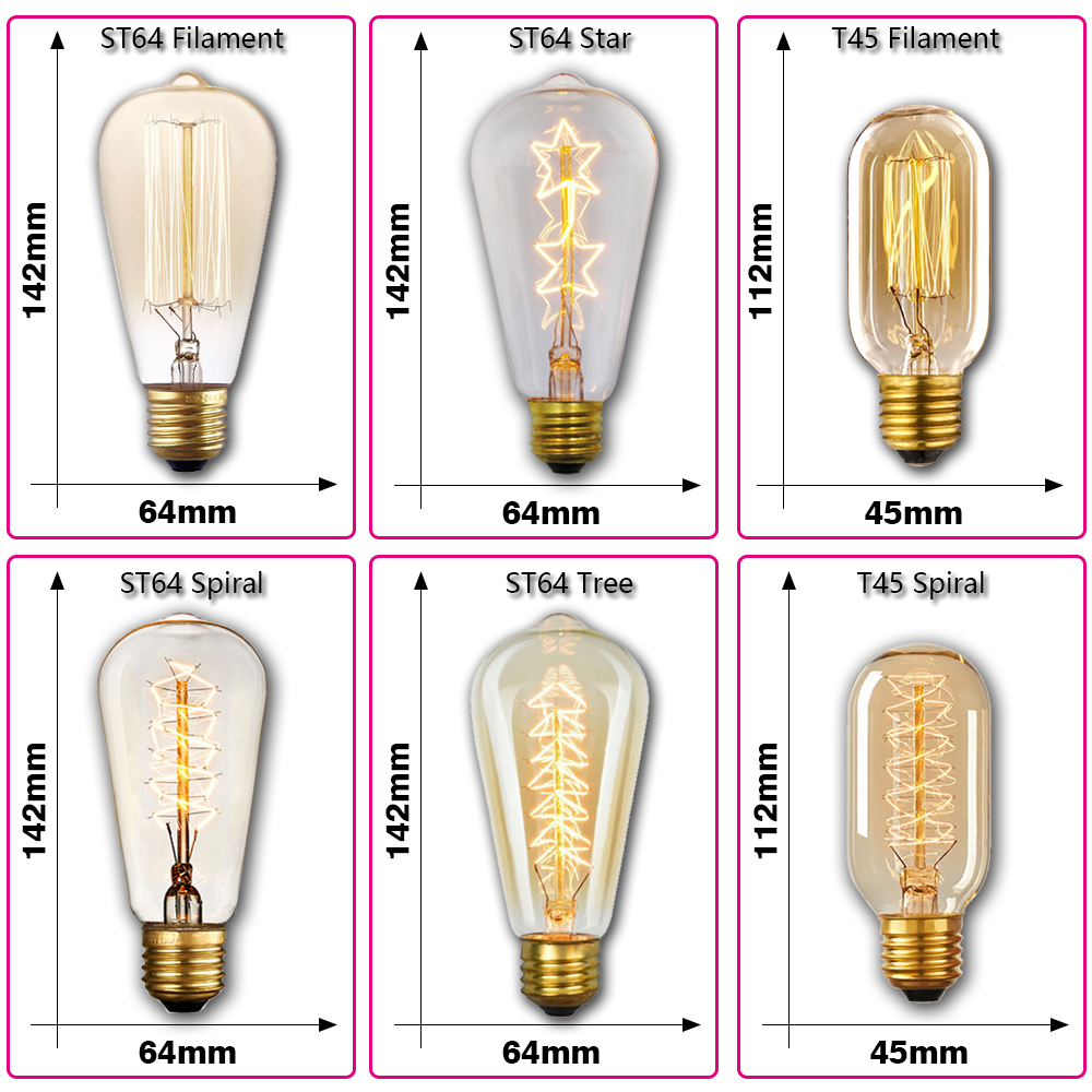 Retro Edison Light Bulb E27 40 – обзор и цена Lighting Decor Items