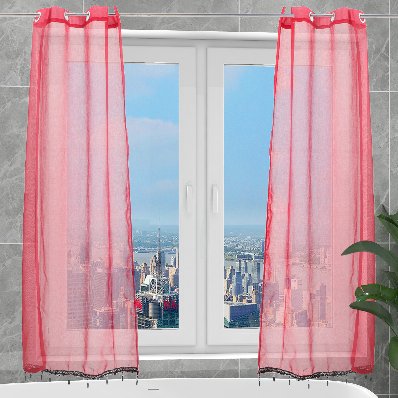 2Pcs Sheer Christmas Curtains  – обзор и цена Kitchen Decor Lighting