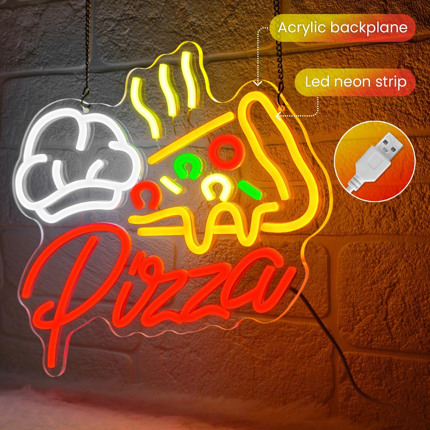 Pizza Neon Sign Colorful Pizza – обзор и цена Kitchen Decor Lighting