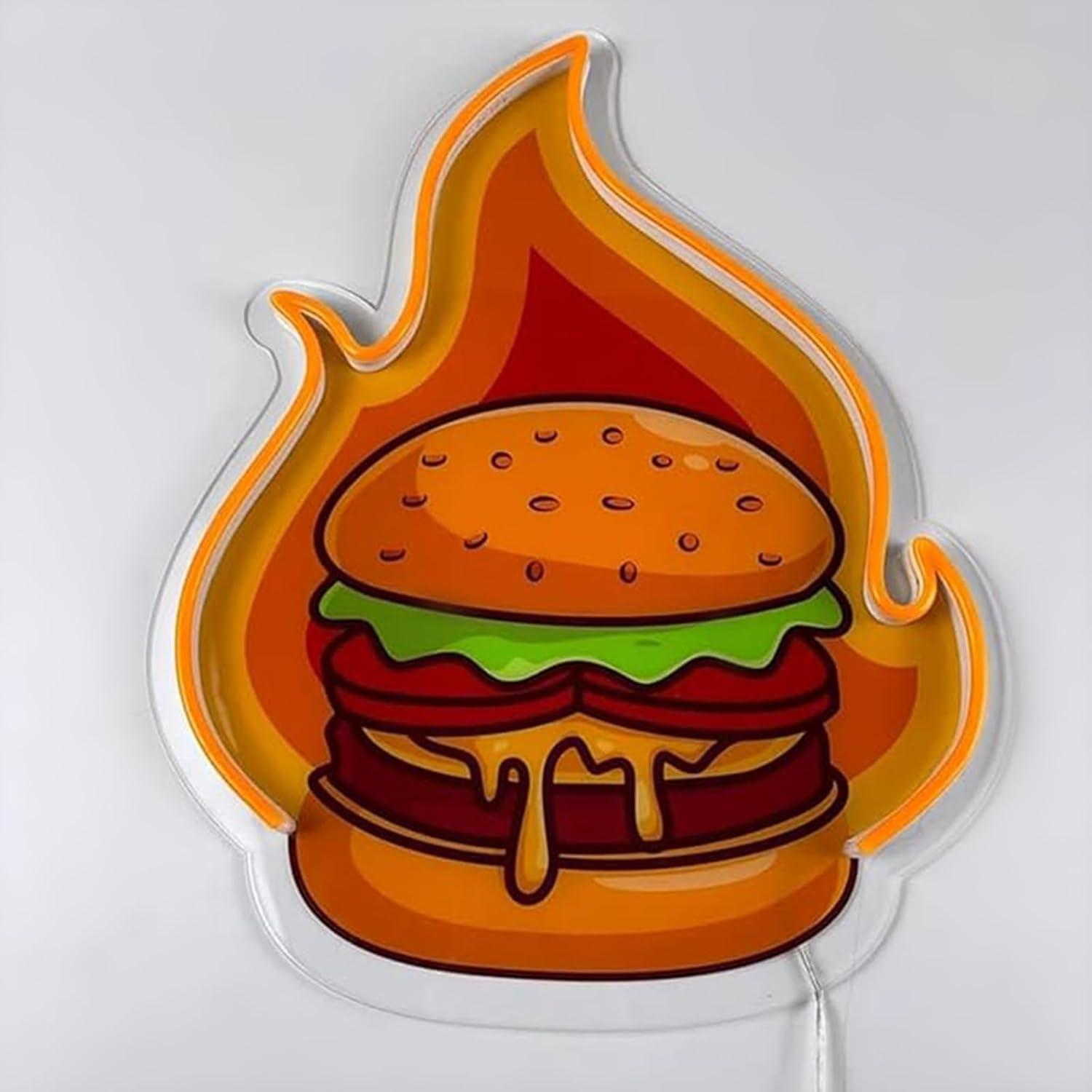 Burger Neon Sign LED Hamburger – обзор и цена Kitchen Decor Lighting